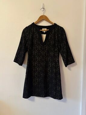 Milly Vintage Black Sheer Lace Tunic Champagne Lined Satin Dress | Size 4